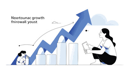 Celebrating business growth with strategic data analysis and future planning in a minimalist vector