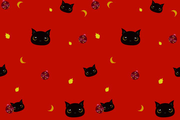 seamless pattern with cats and birds on pastel color background. perfect design for fabric, embroidery, printing, texture, textile, wallpaper, background, decoration, nursery room, ornament