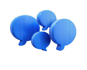 Group of stylized, 3D blue speech bubbles