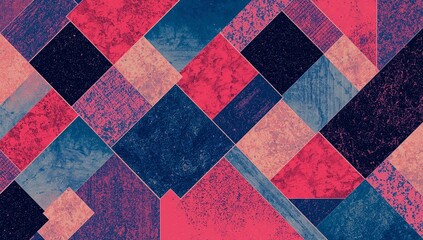 Abstract Geometric Design: Crimson, Indigo, and Blush Diamond Pattern