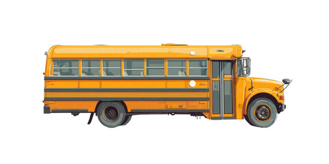 Side view of a bright yellow school bus