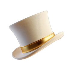 Cream top hat with gold band, 3D render