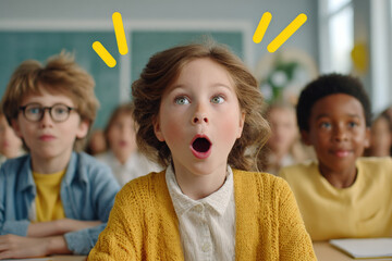 classroom scene with lesson plan on board featuring blurred white text bars related to ar themes