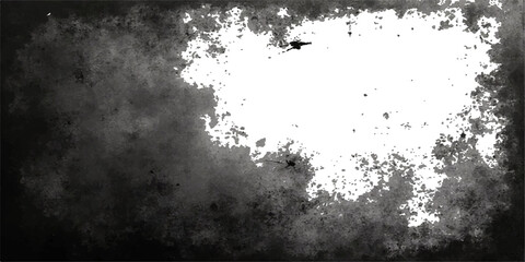 Abstract dark grunge background with a vintage frame, a silhouette of a tree, and a rough texture