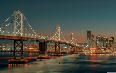 a beautiful night view of a bridge 