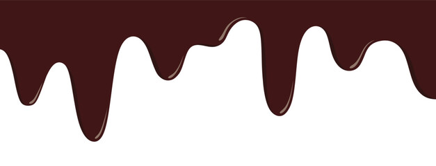 Realistic dripping brown chocolate on white background.