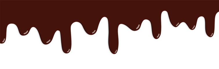 Melt flowing down chocolate on white background, melted chocolate.