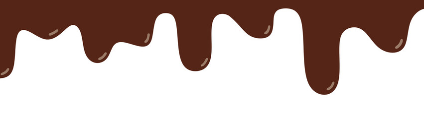 Melt flowing down chocolate on white background, melted chocolate.
