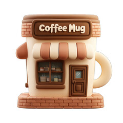 Cute coffee mug shaped like a cozy coffee shop