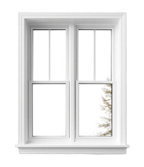 White double-hung window with trim