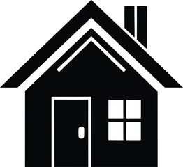 simple house silhouette vector illustration on white background