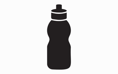 Black silhouette of a sports water bottle with a cap