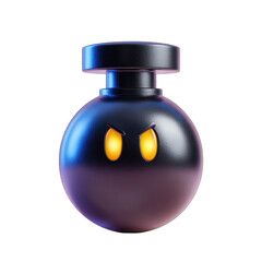Dark bomb with glowing eyes. 3D render