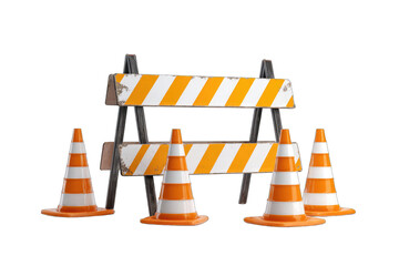 Construction barrier with orange cones