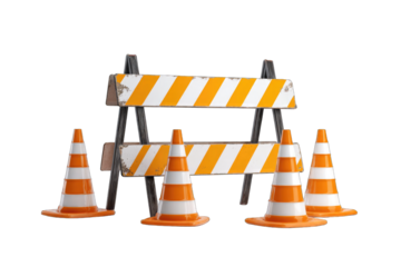 Construction barrier with orange cones