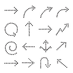 Dotted Arrow Vector Set &ndash; Spiral, Curved, Circular and Directional Dotted Arrow Icons Collection