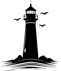 lighthouse silhouette vector illustration