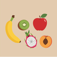 Vibrant Flat-Lay Illustration of Assorted Fresh Fruits