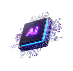 AI chip, glowing, technology, futuristic