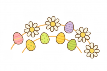 Easter egg and daisy flower garland decorating for spring holiday celebration, cute festive decoration