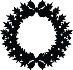  Christmas wreath silhouette vector
