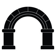 Stone Archway Silhouette Medieval Structure Decorative Portal Illustration