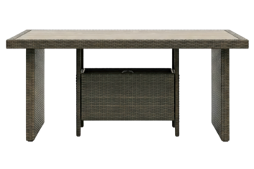 Wicker outdoor patio bar table with built-in cooler box isolated on a transparent background