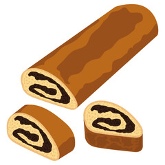 makowiec, Roll sliced, Christmas poppy seed cake.