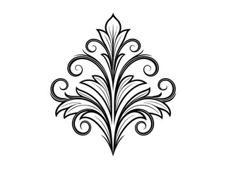 Florish and swirl black art on transparent background
