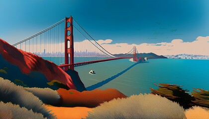 taken from on the banks of the san francisco bay hi resolution photograph of the golden gate bridge generative ai