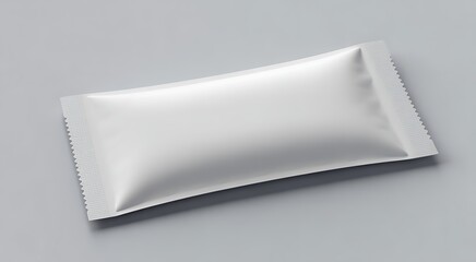 Blank White Sachet Mockup for Branding and Product Presentation in Business Settings with Clean Background and Professional Lighting for Marketing and Advertising Campaigns