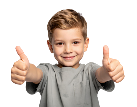 Firefly_Happy kid thumbs up gesture positive child approval expression on transparent backgro - Powered by Adobe