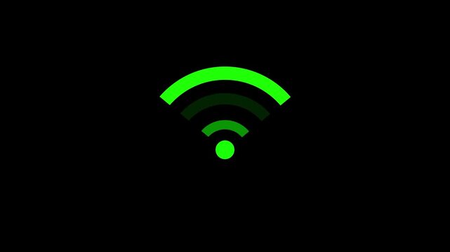 Icon wifi green color in black background.wi-fi icon isolate on Wi-fi icon.Wireless Network Symbol.