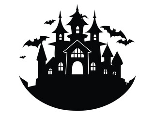 haunted castle silhouette icon design on white background