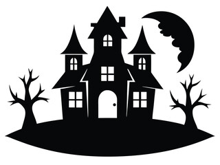 haunted house silhouette icon design on white background