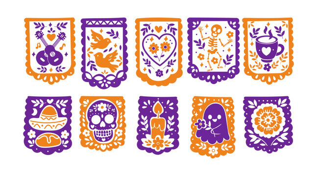 Colorful papel picado banner for Day of the Dead