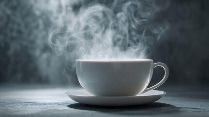 Steaming Hot Beverage in White Cup A Moment of Warmth and Comfort