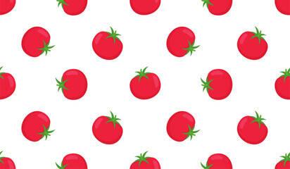 Red tomato vector seamless pattern.