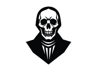 skeleton head silhouette icon design on white background