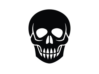 skeleton skull silhouette icon design on white background