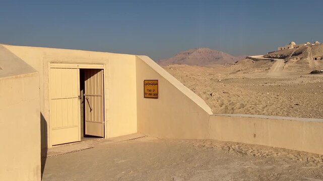 entrance to replica of Tutankhamun Tomb at Carter House in Luxor