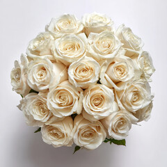 Obraz premium Ivory rose bouquet with delicate petals on white background