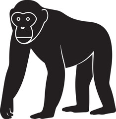 Chimpanzee black and white silhouette vector illustration