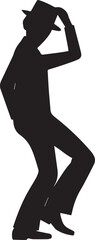 Man dancing with a hat black and white silhouette vector illustration