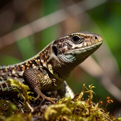 Obraz premium Lizard in forest, close-up