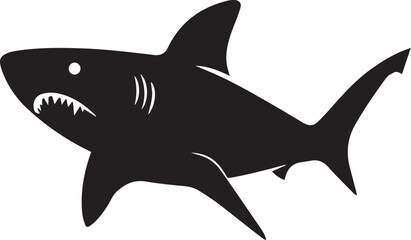 Shark black and white silhouette vector illustration