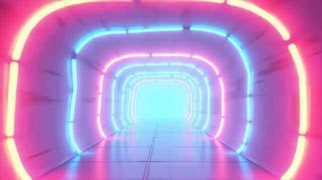 Abstract 3D vertical futuristic heart love tunnel neon pastel falling flight chrome shiny glowing gradient speed social media story backgrounds endless passing render picture fantasy loop animation
