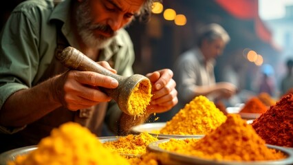Artistic display of spice production