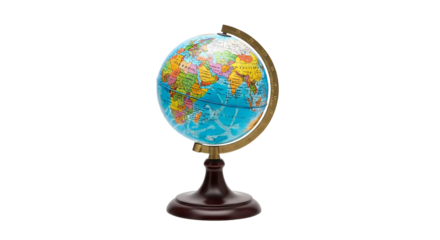 Colorful globe isolated on transparent background, a miniature representation of earth