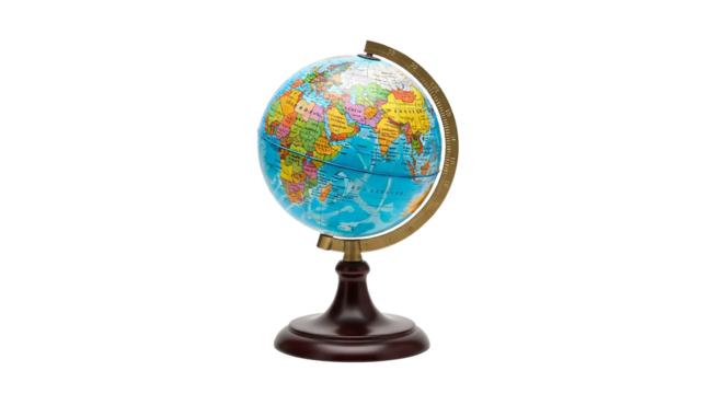 Colorful globe isolated on transparent background, a miniature representation of earth - Powered by Adobe